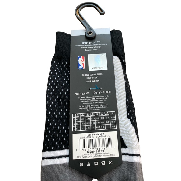 NBA Brooklyn Nets Casual Stance Socks Size Large - Picture 3 of 4